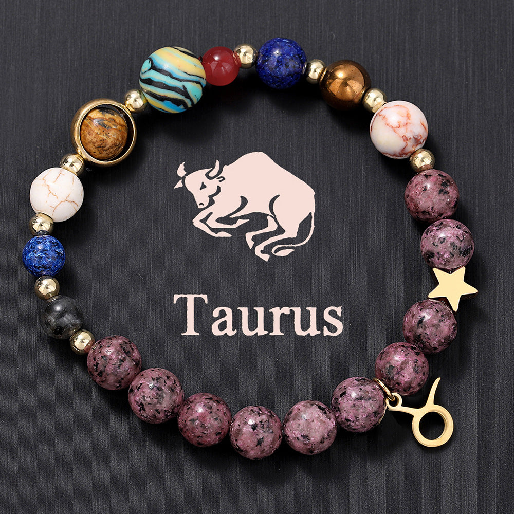 12 Zodiac Signs Natural Crystal Bracelet | Free Red String Bracelet Gift