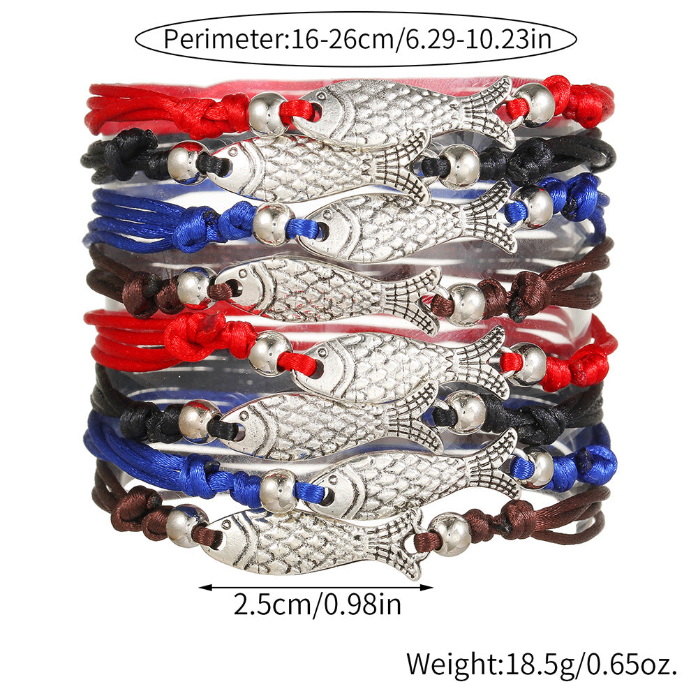 Europe and the United States cross-border adjustable metal fish bracelet simple and versatile stacking wearing hand rope friendship couple jewelry spot wholesale