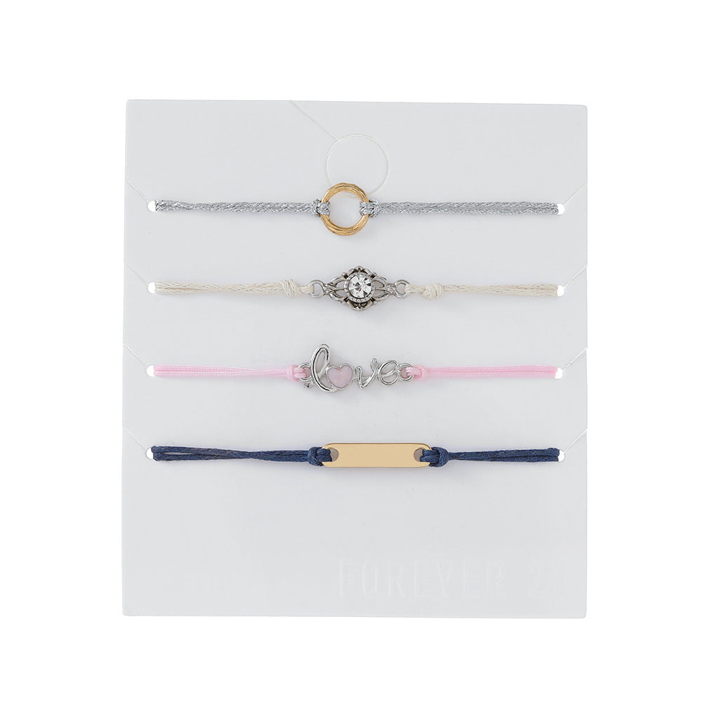 European and American cross-border bracelet jewelry LOVE bracelet set, a set of 4 women's personalized fashion diamond-encrusted bracelet set