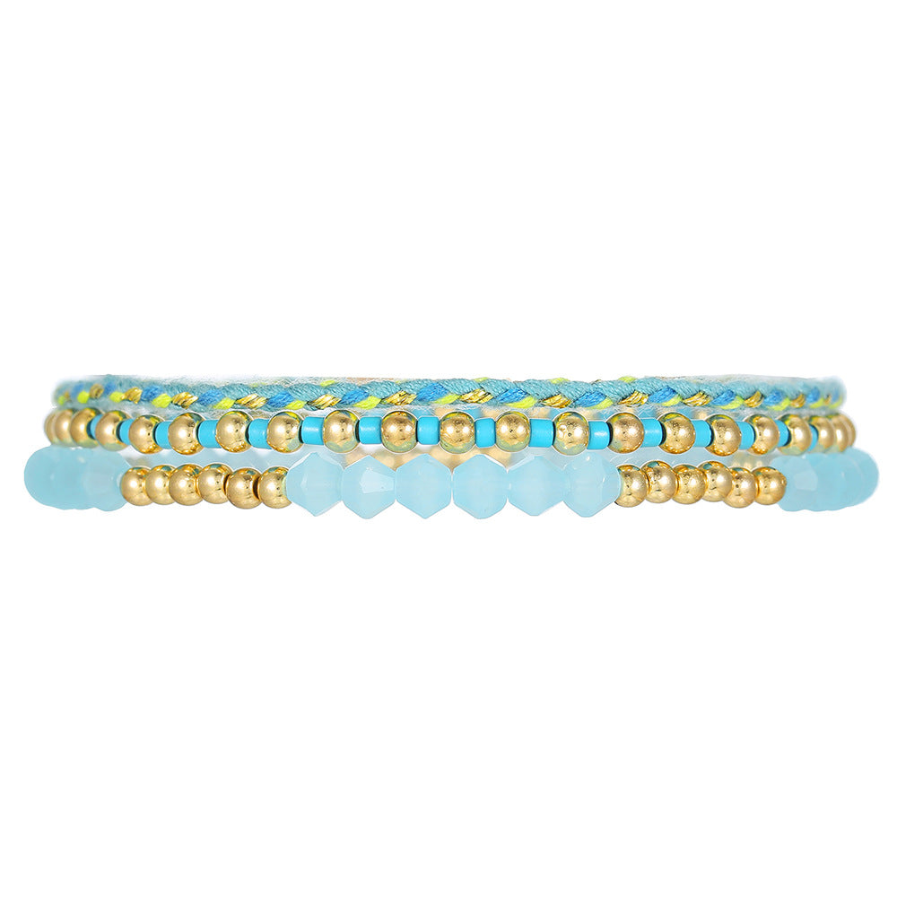European and American cross-border new Bohemian stacked crystal bracelet, small fresh beaded bracelet, simple and versatile jewelry women