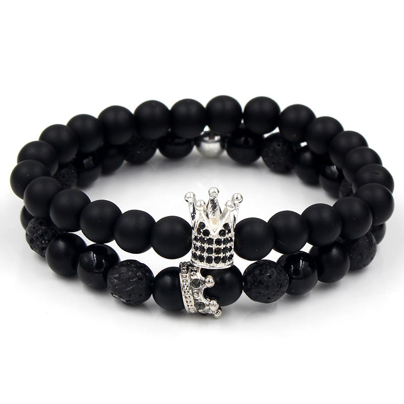 Punk Diablo Stacked Bracelet Combination Black Gallstone Evil Eye Bracelet Tide Retro Neutral Zircon Crown Bracelet