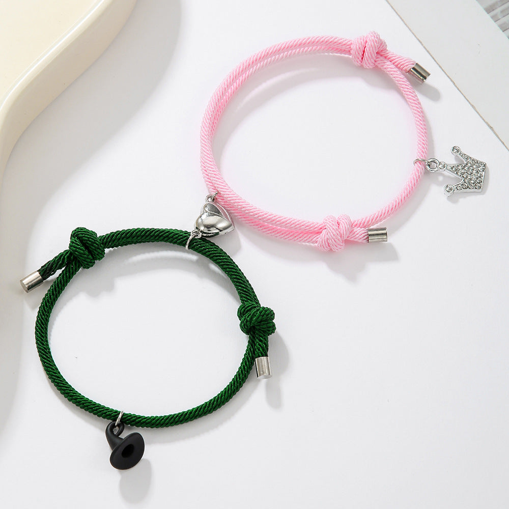 Cross-border hot-selling magic bad witch beaded bracelet love magnet good friend friendship bracelet men's and women's bracelet wholesale