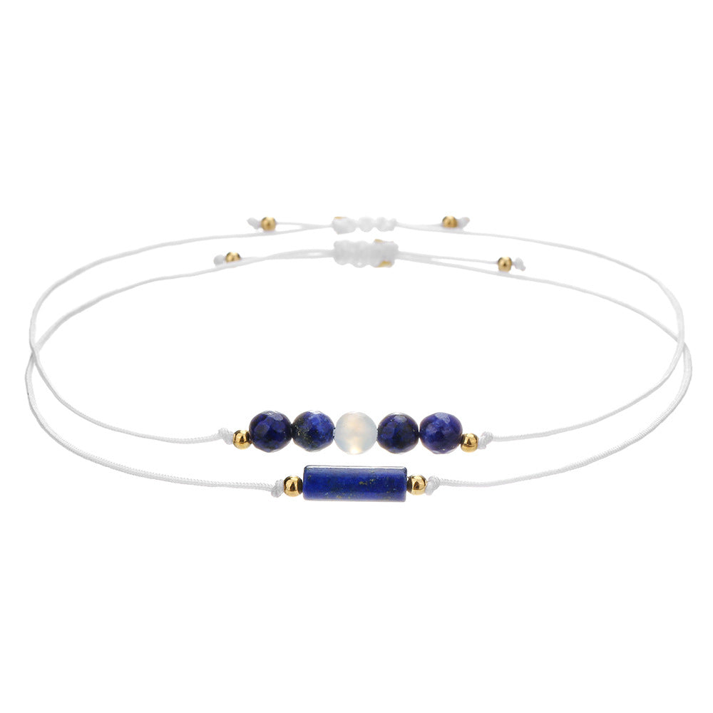 Cross-border new woven handmade beaded stone bracelet cylindrical amethyst tiger eye powder crystal bracelet couple friendship bracelet