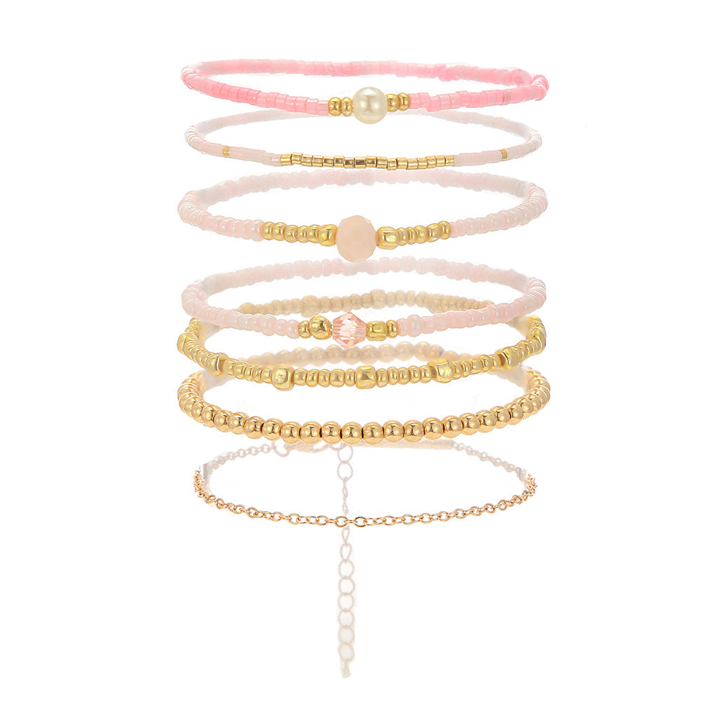 European and American trends hot-selling sweet girl rice bead bracelet summer versatile beach vacation wind starfish scallop bracelet women