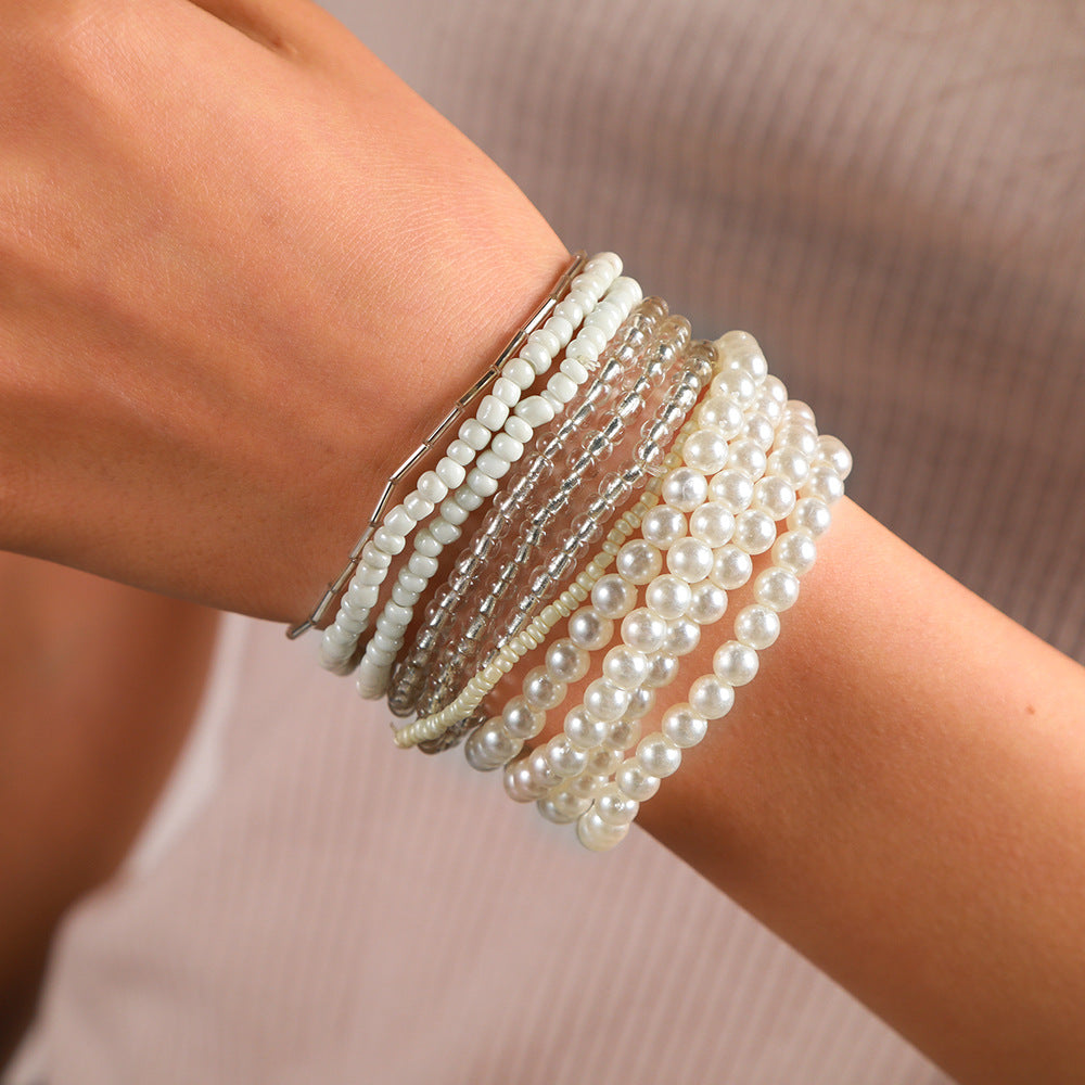 European and American summer beach vacation wind starfish shell pearl bracelet bohemian wind stacked bracelet combination