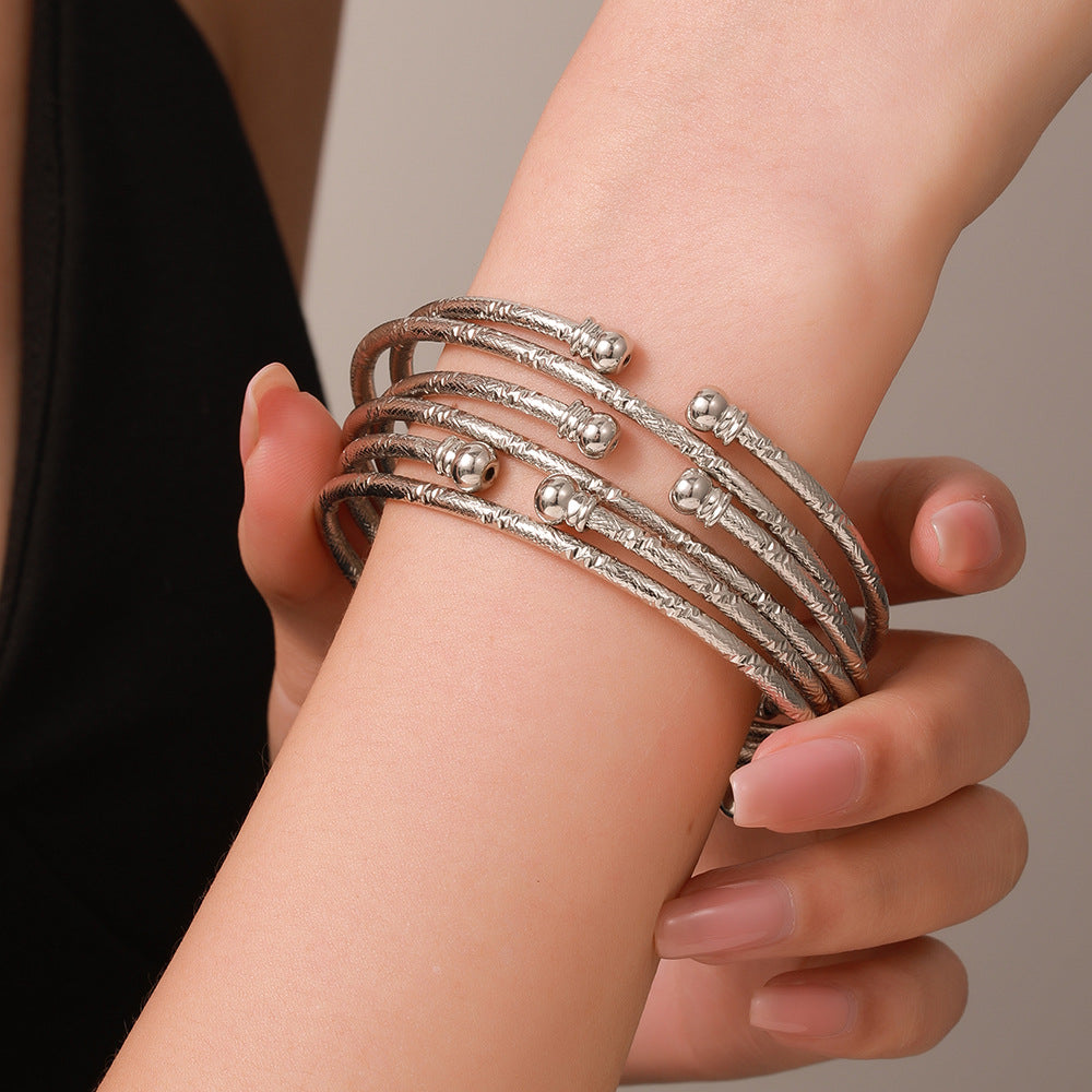 European and American bracelets cross-border exaggerated metal smooth bracelets femininity irregular twisted opening bracelets wholesale