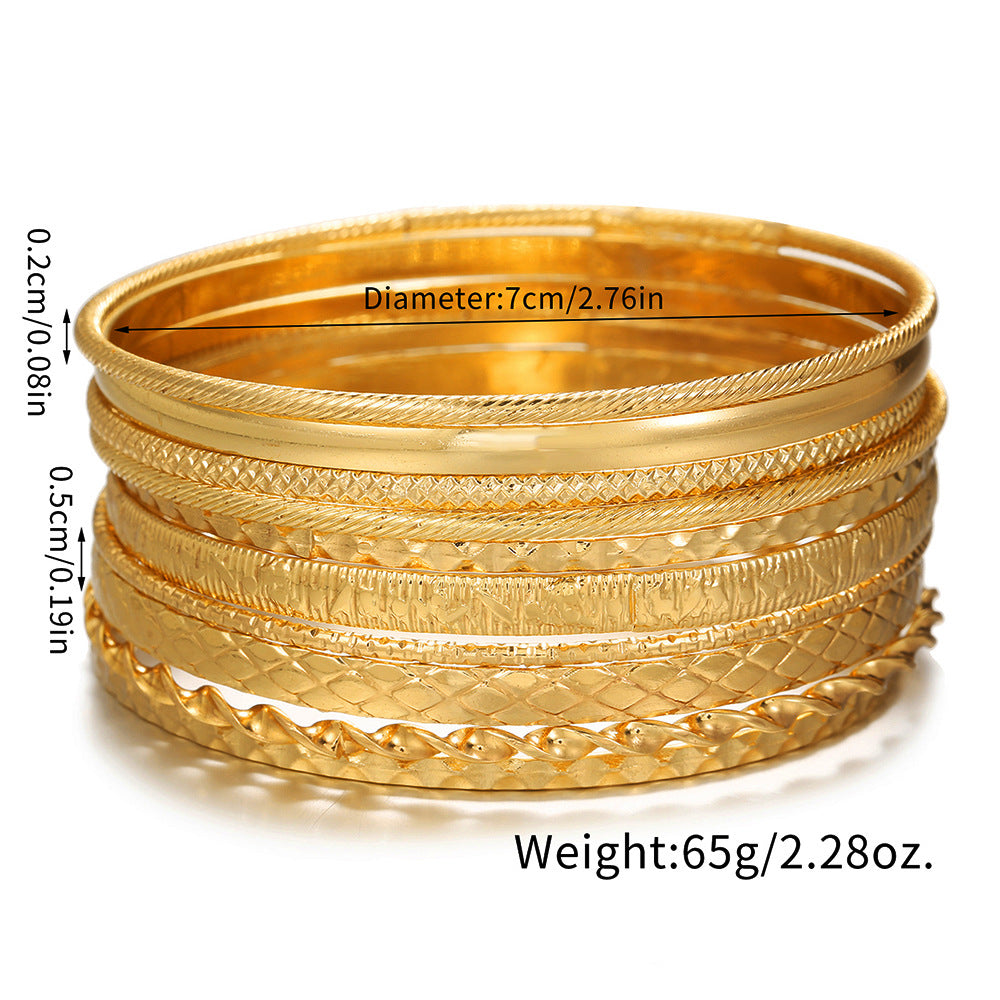 Cross-border hot-selling bohemian multi-layer bracelet copper bead women's gold-plated 18K metal mixed and matched stacked hollow jewelry
