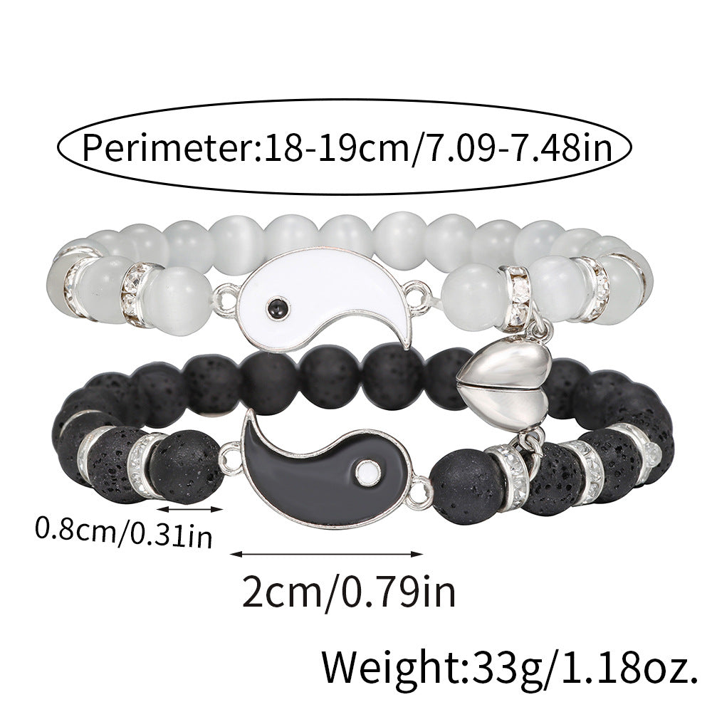 Amazon hot-selling love magnet jewelry opal volcano yin and yang tai chi bracelet bracelet bracelet couple suction bracelet