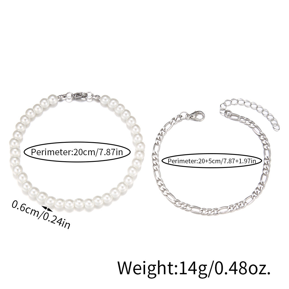 ins wind pearl chain bracelet men's niche temperament beaded bracelet stacked jewelry jewelry couple bracelet