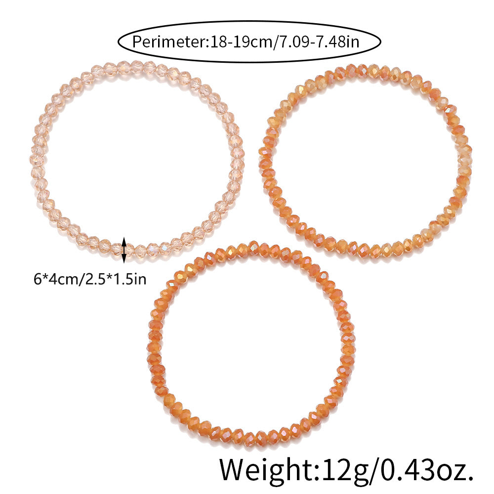 Simple and versatile 3 sets, a set of cut crystal bead bracelet set combination, elastic couple glass bracelet bracelet.