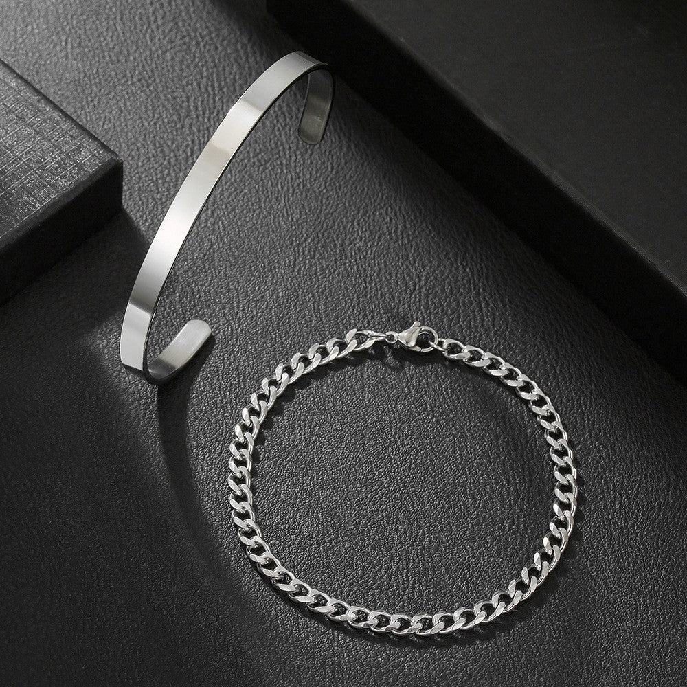 European and American ins Internet celebrities solid color titanium steel Cuban bracelet men's hip hop trend versatile simple NK chain bracelet does not fade