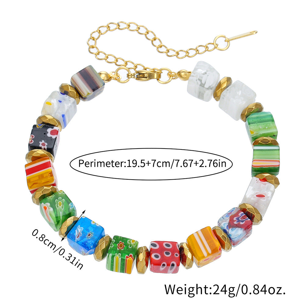 Handmade Murano Glazed Crystal Bracelet | Thousand Flowers Beaded