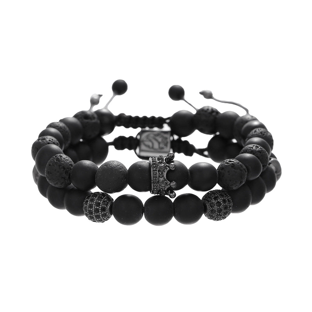Men's boys exclusive northskull black agate skull bracelet black gallstone crown beaded bracelet combination