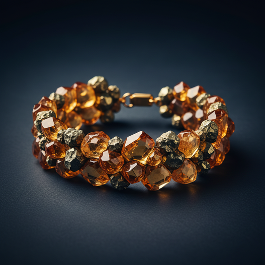 Citrine and Pyrite crystal bracelet for wealth intentions and abundance — Zenora Spirit Money Magnet Collection