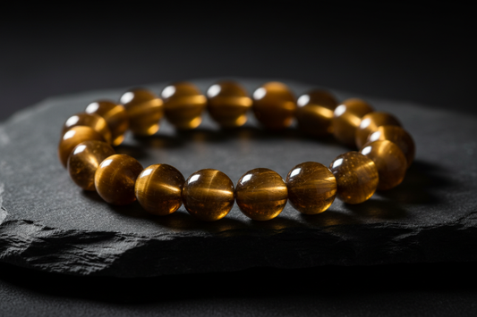 Tiger's Eye crystal bracelet with golden chatoyant shimmer — focus and confidence stone | Zenora Spirit