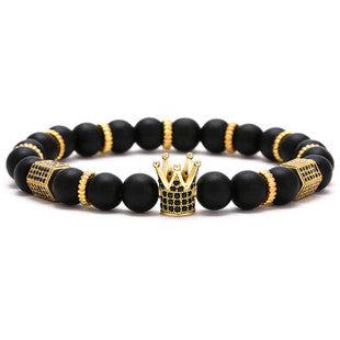 2 sets of yellow tiger eye black gallstone bracelet set combination, tiger eye stone bracelet fashionable and simple couple bracelet.