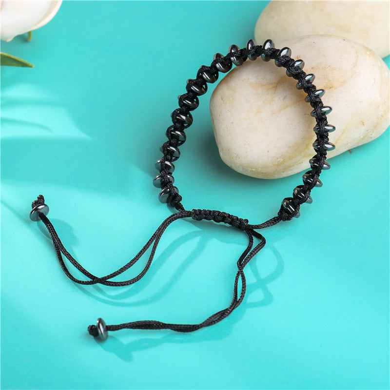 Punk bracelet, men's bracelet, black ironstone flying saucer weaving three sets of bracelets, bracelet set, accessories.