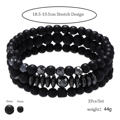Cross-border jewelry retro simple black matte flying saucer spacer geometric versatile set bracelet bracelet set men's wholesale