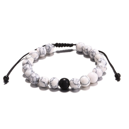 Cross-border hot-selling fashion retro black matte turquoise woven bead set bracelet men's adjustable couple bracelet