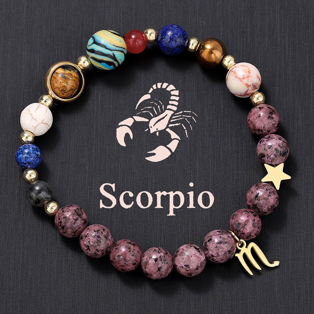 12 Zodiac Signs Natural Crystal Bracelet | Free Red String Bracelet Gift
