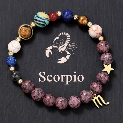 12 Zodiac Signs Natural Crystal Bracelet | Free Red String Bracelet Gift