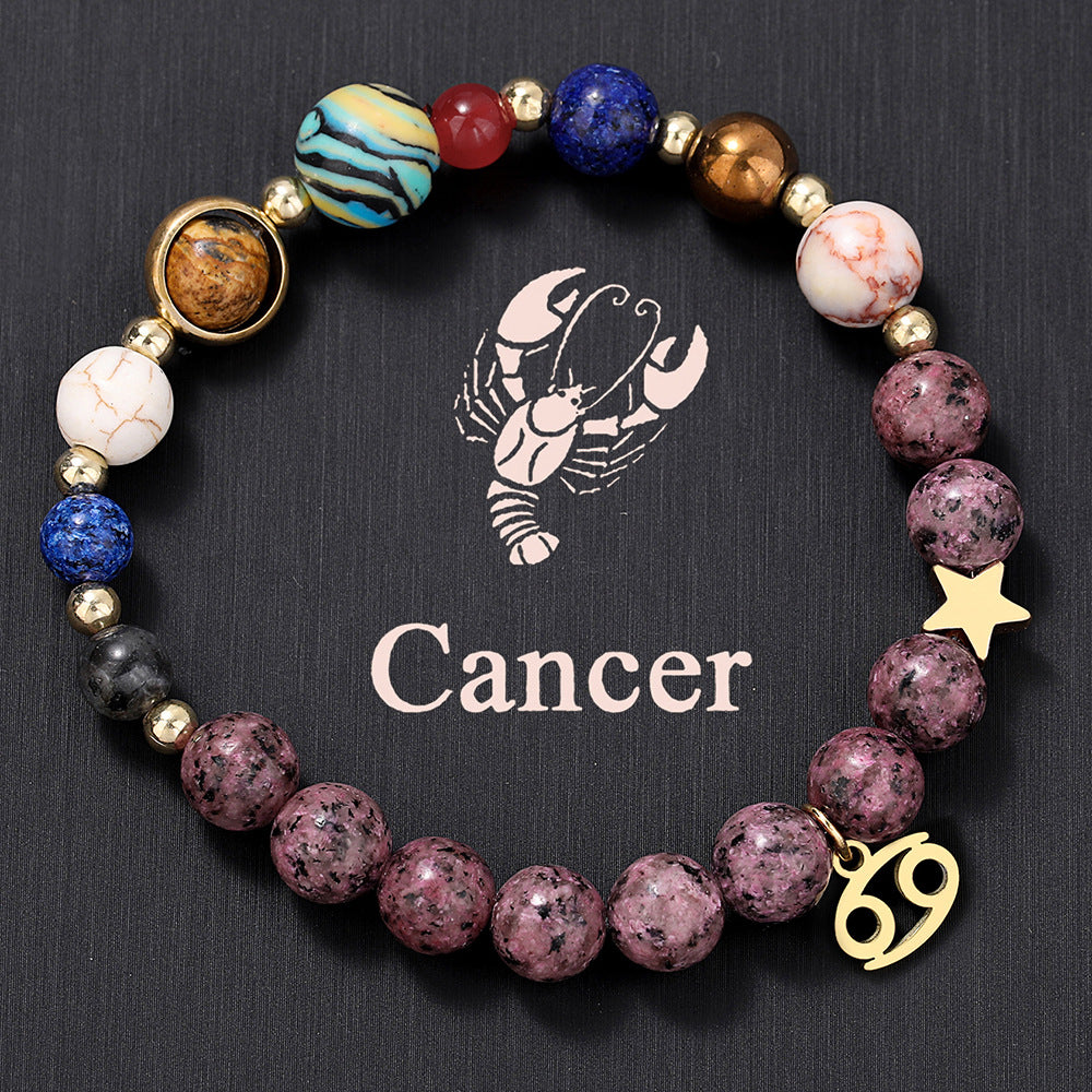 12 Zodiac Signs Natural Crystal Bracelet | Free Red String Bracelet Gift