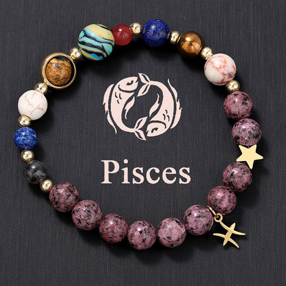 12 Zodiac Signs Natural Crystal Bracelet | Free Red String Bracelet Gift