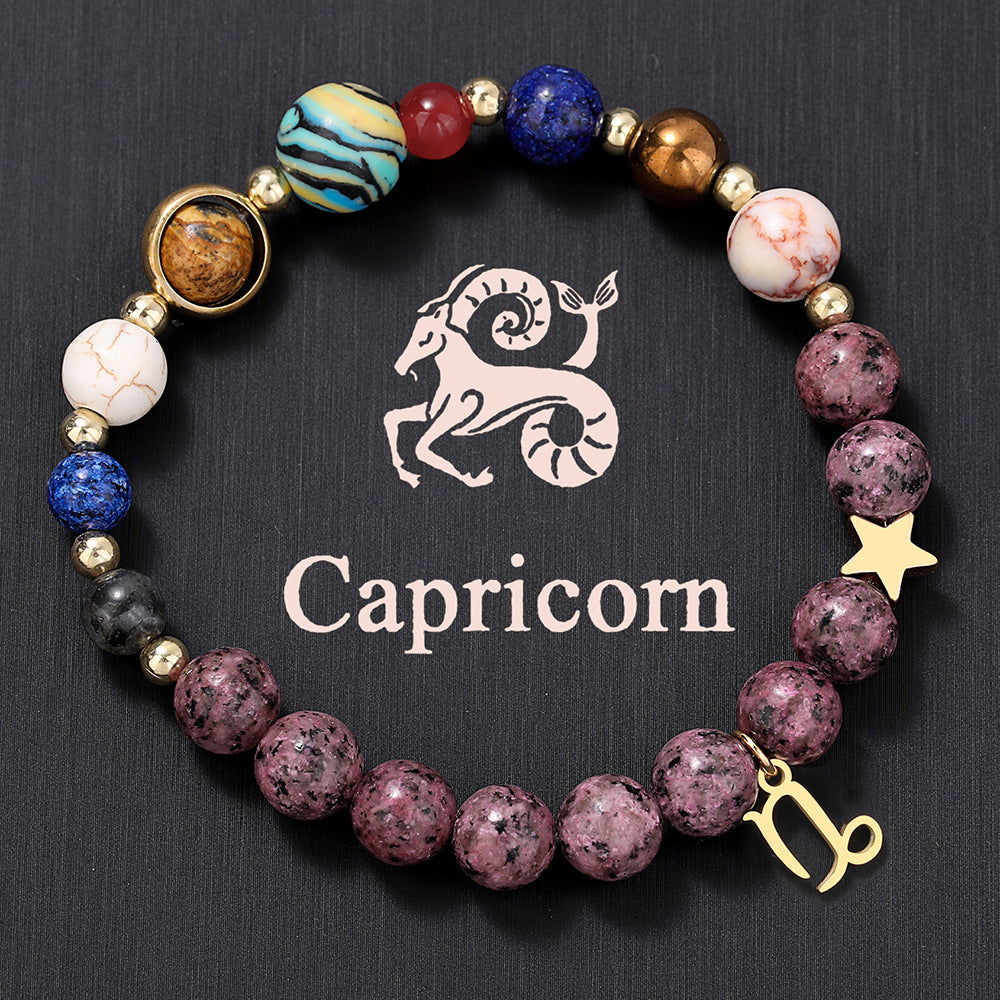 12 Zodiac Signs Natural Crystal Bracelet | Free Red String Bracelet Gift