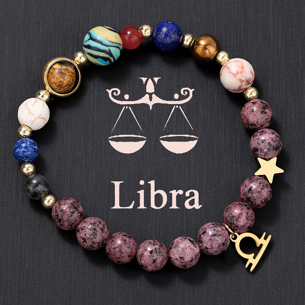 12 Zodiac Signs Natural Crystal Bracelet | Free Red String Bracelet Gift