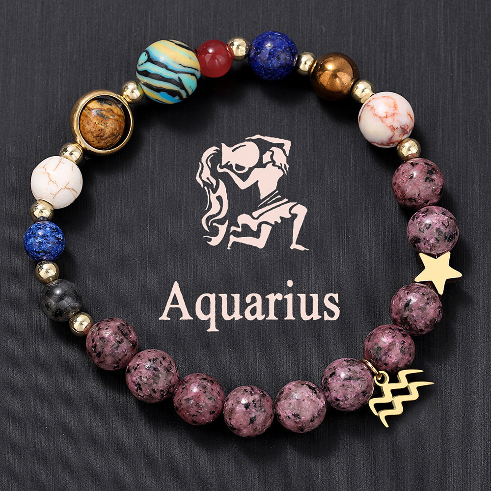12 Zodiac Signs Natural Crystal Bracelet | Free Red String Bracelet Gift