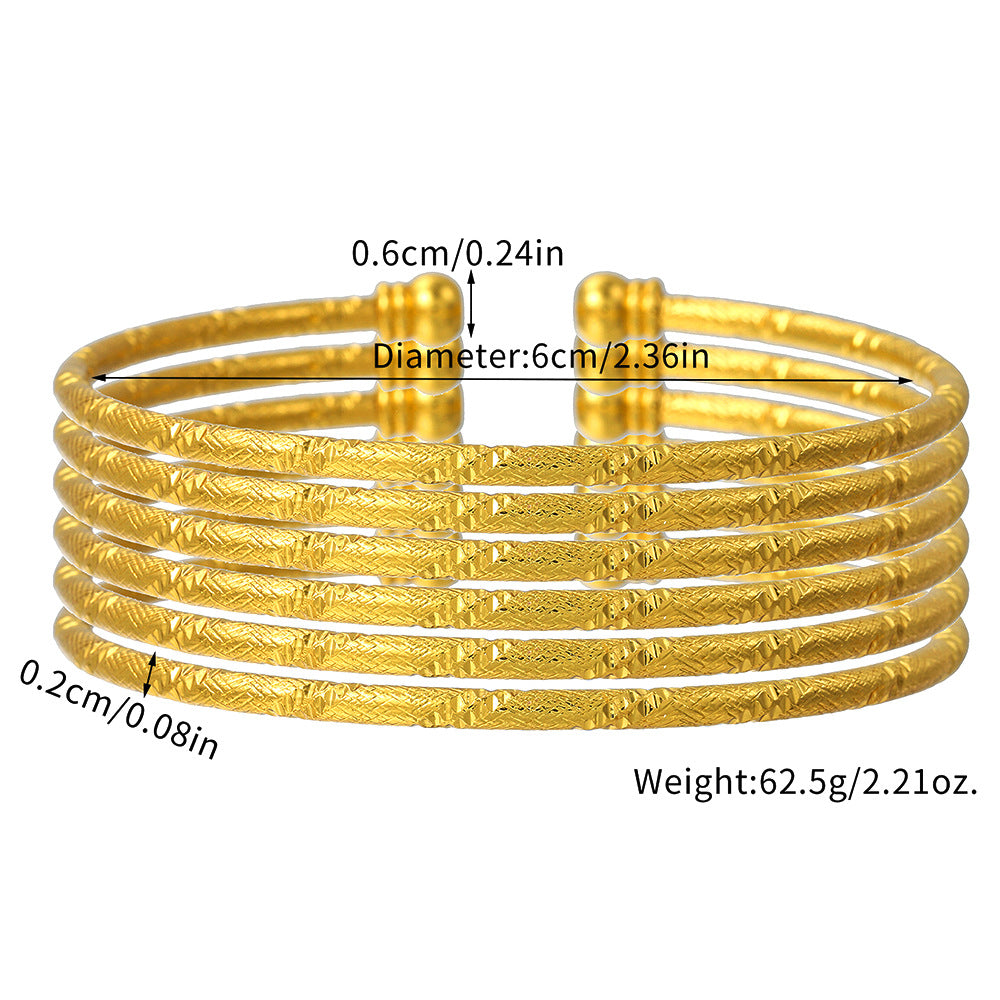 Cross-border Hot Sale Gold Plated Bracelet Women's Jewelry African Gold Bracelet Geometric Metal Wedding Bridal Gift Bracelet