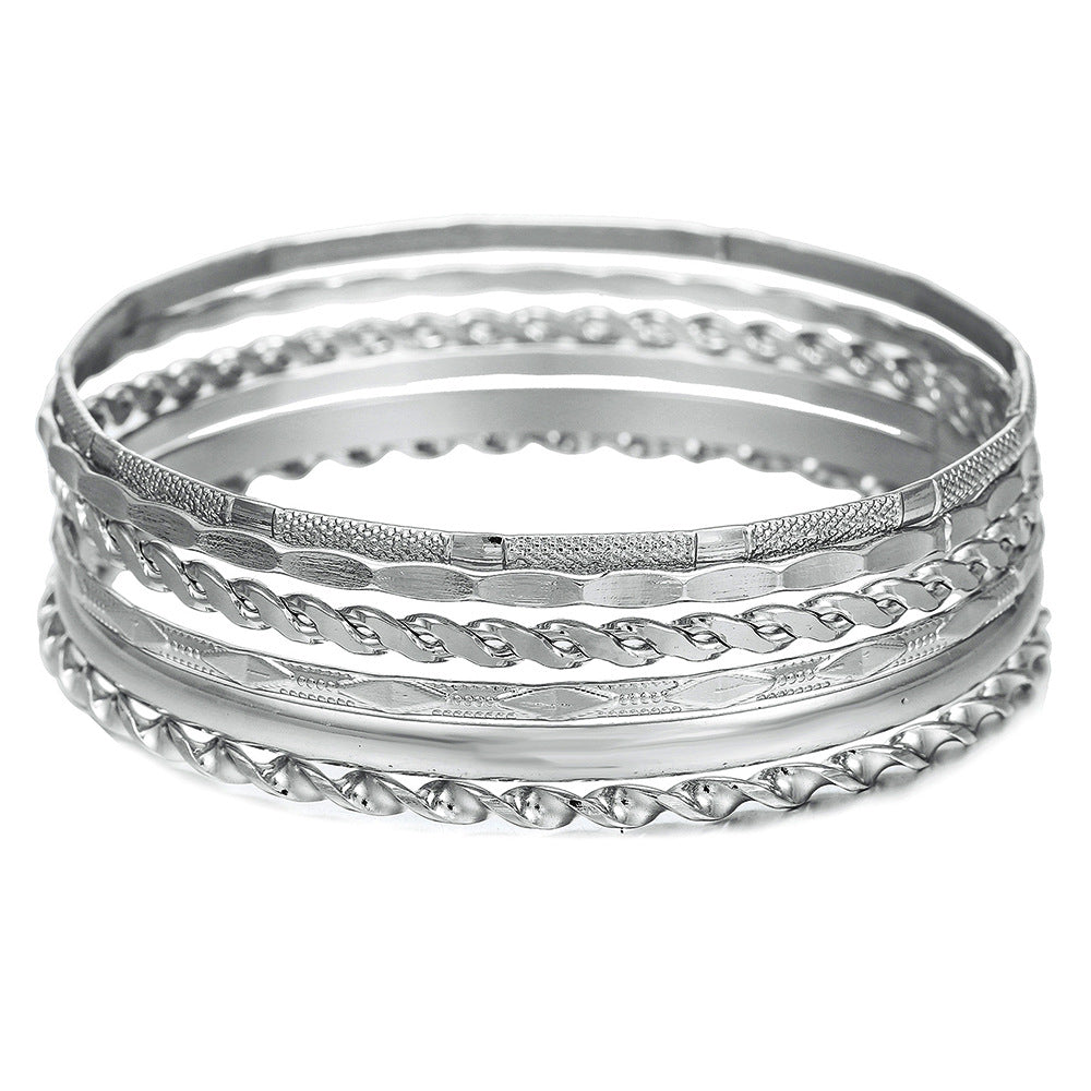 European and American cross-border retro simple pattern bracelet set Bohemian style stacked bracelet bracelet women's factory wholesale