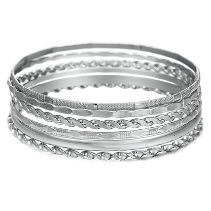 Europe and the United States cross-border stacking Bohemian metal bracelet set retro exaggerated mixing and matching hollow love bracelet jewelry