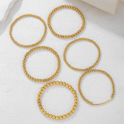 European and American cross-border jewelry sweet and cool beaded bracelet combination Ins niche design multi-layer stacked metal wind bracelet women