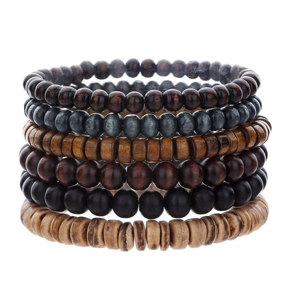 Europe and the United States cross-border coconut shell bracelet men's hip-hop punk retro multi-layer stacking suit jewelry summer bracelet wholesale