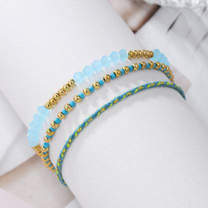 European and American cross-border new Bohemian stacked crystal bracelet, small fresh beaded bracelet, simple and versatile jewelry women