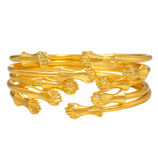 Cross-border new hip-hop punk fist bracelet 5 sets, metal opening bracelet niche stacking bracelet set