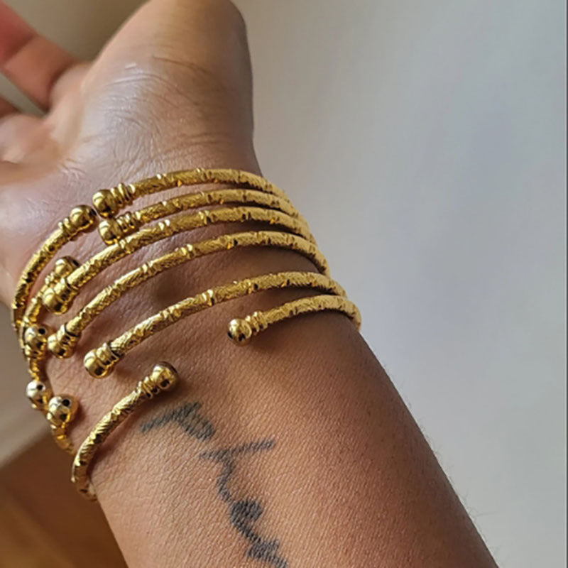 ins European and American cross-border irregular punk stacked bracelet combination rhombus twist twisted glossy bracelet women's 6-piece set