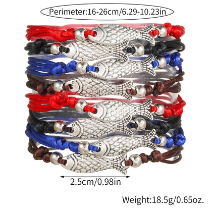 Europe and the United States cross-border adjustable metal fish bracelet simple and versatile stacking wearing hand rope friendship couple jewelry spot wholesale