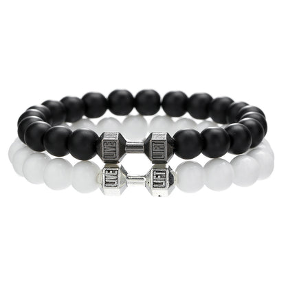 New beaded bracelet, volcanic stone, white turquoise, dumbbell bracelet, European and American accessories, natural stone bracelet, couple bracelet for women