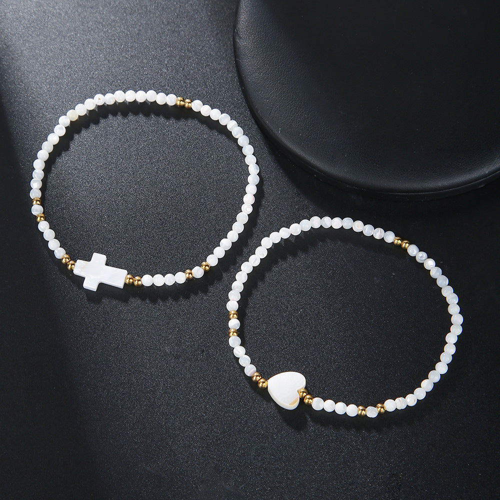 European and American shells love five-pointed star cross bracelet multi-layer stacking adjustable woven couple friendship bracelet women