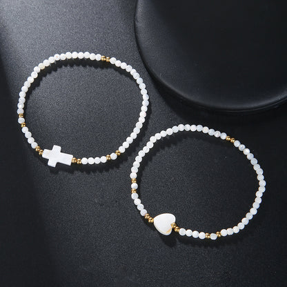 European and American shells love five-pointed star cross bracelet multi-layer stacking adjustable woven couple friendship bracelet women