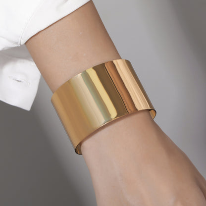 European and American cross-border hand jewelry personalized retro niche geometric smooth surface open bracelet simple design wide bracelet women