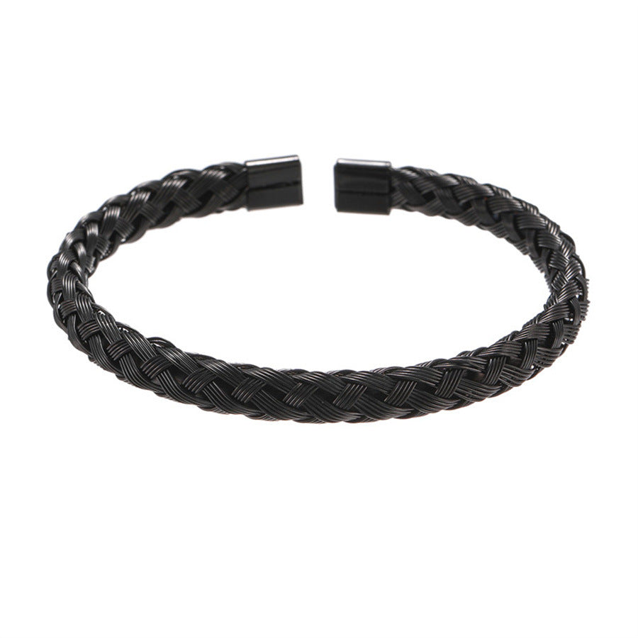 Cross-border punk hip-hop stacked bracelet set dripping oil Roman bracelet copper inlaid zircon crown black agate bracelet men