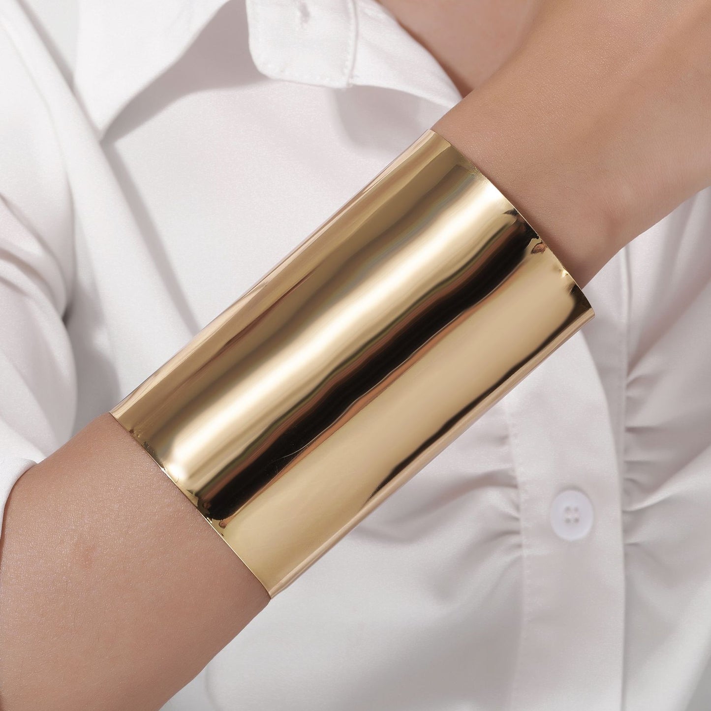 European and American cross-border jewelry geometric metal landscape surface open arm ring bracelet punk modern style exaggerated wide version bracelet