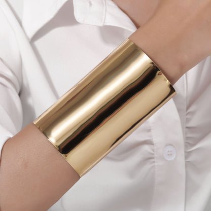 European and American cross-border jewelry geometric metal landscape surface open arm ring bracelet punk modern style exaggerated wide version bracelet