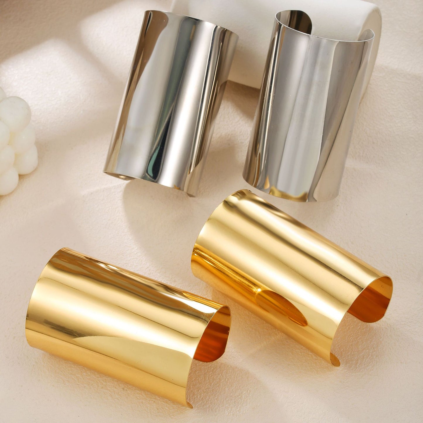European and American cross-border jewelry geometric metal landscape surface open arm ring bracelet punk modern style exaggerated wide version bracelet