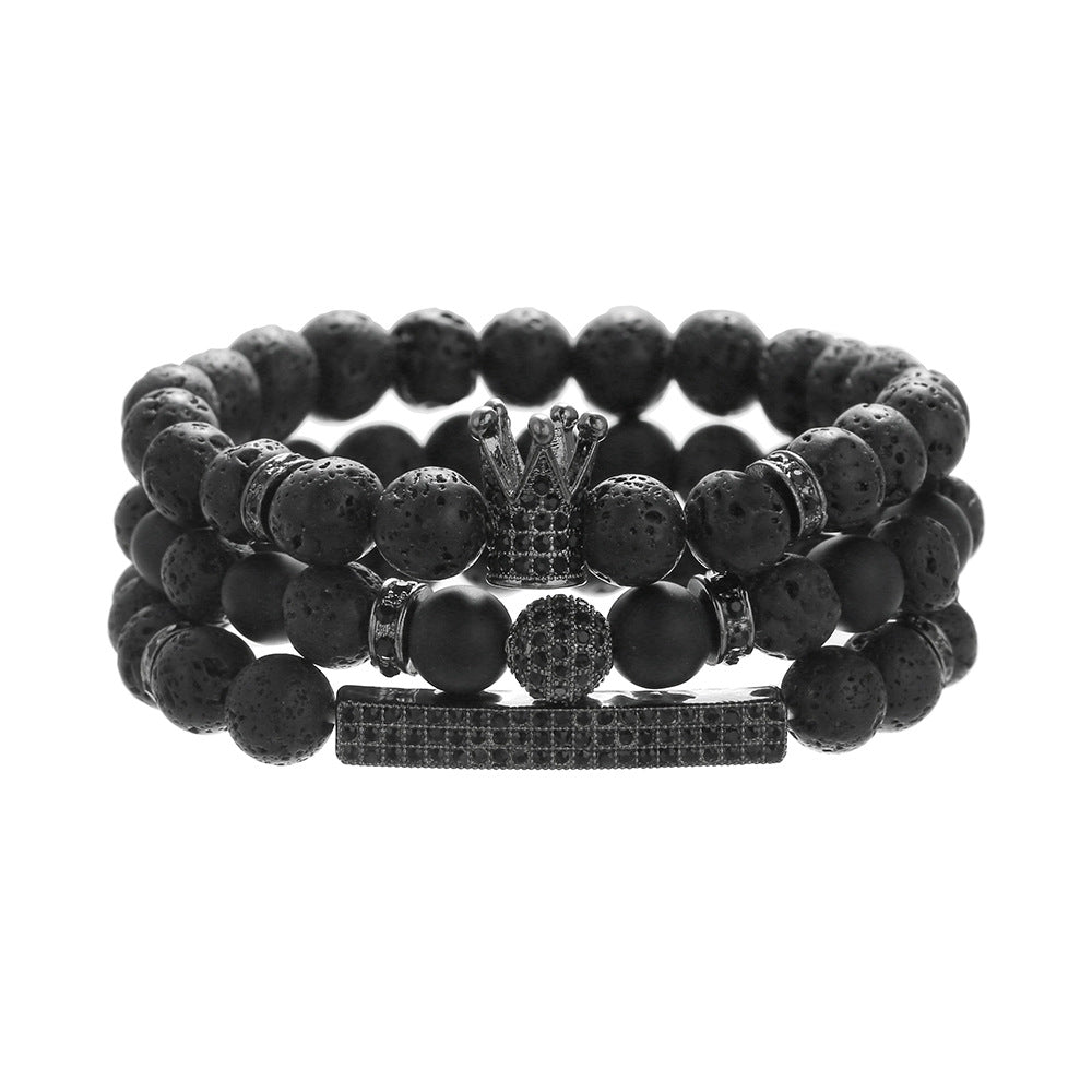 Men's boys exclusive northskull black agate skull bracelet black gallstone crown beaded bracelet combination