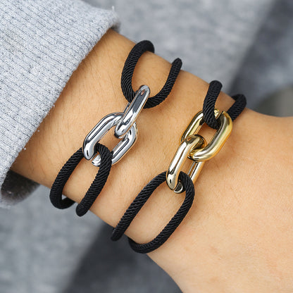European and American bestseller personalized double-ring exquisite INS design wristband, minimalist versatile light luxury bracelet accessory