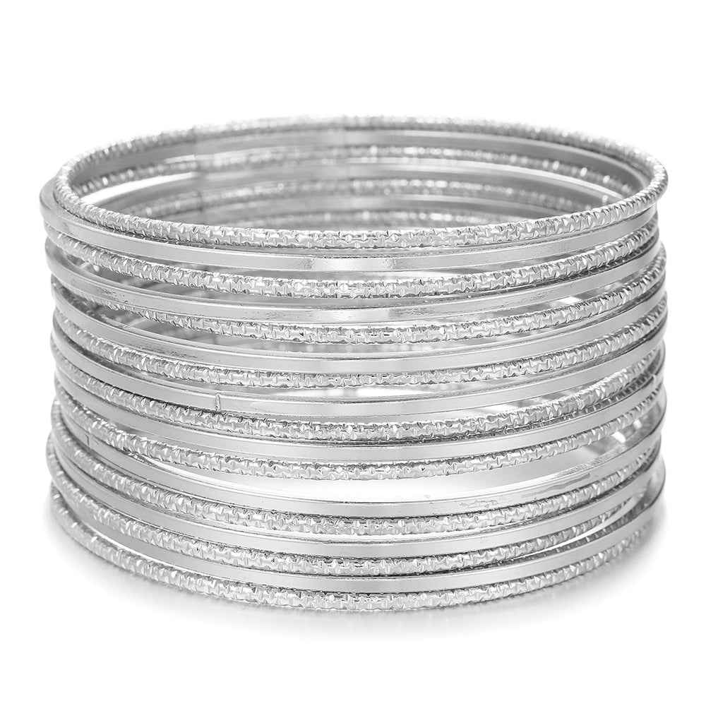 European and American cross-border jewelry simple multi-layer metal blade chain bracelet Bohemian fashion multi-layer stacked bracelet